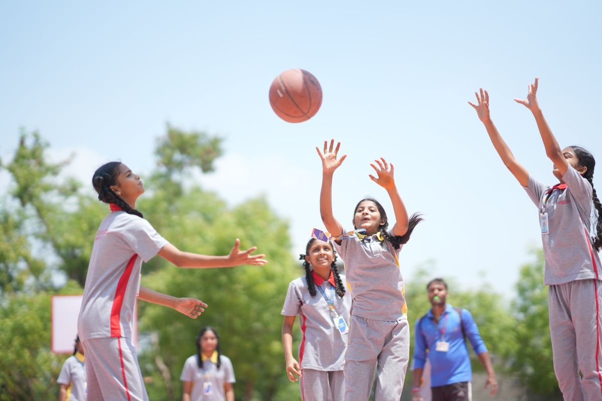 students playing